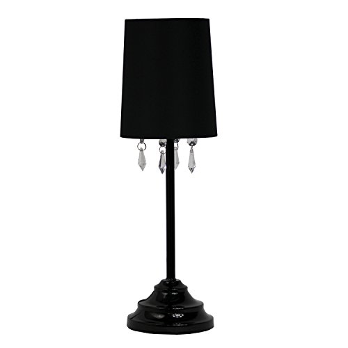 Product Cover Simple Designs LT3018-BLK Fabric Shade and Hanging Acrylic Beads Table Lamp, Black