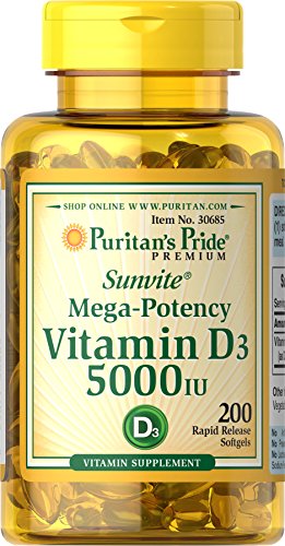 Product Cover Puritans Pride Vitamin D3 5000 IU Softgels, 200 Count