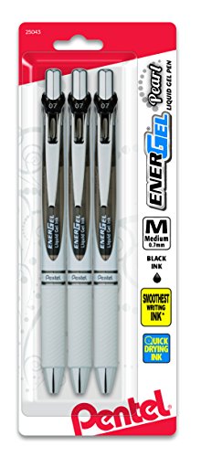 Product Cover Pentel EnerGel Pearl Deluxe RTX Retractable Liquid Gel Pen, 0.7mm, Black Accent, Black Ink, 3 Pack (BL77WBP3A)