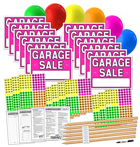 Product Cover Garage Sale Sign Kit with Pricing Stickers and Wood Sign Stakes (A802G)