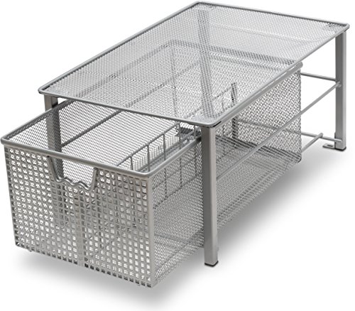 Product Cover DecoBros Mesh Cabinet Basket Organizer, Silver (Large - 10 x 15.8 x 7.5)