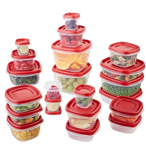 Product Cover Rubbermaid Easy Find Lids Food Storage Containers, Racer Red, 42 Piece Set 1880801