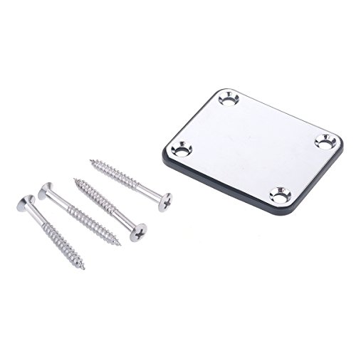 Product Cover Musiclily Metal Neck Mounting Plate with Screws for Fender Guitar or Bass,Chrome