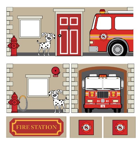 Product Cover DHP Fire Department Design Curtain Set for Junior Loft Bed, Kids Furniture, Blue