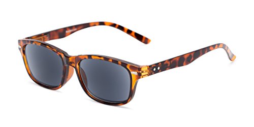 Product Cover Readers.com Sun Reader: The Key West Reading Sunglasses Plastic Retro Square Style for Men and Women - Tortoise with Smoke, 2.00