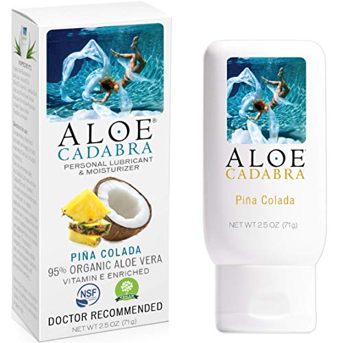 Product Cover Aloe Cadabra Flavored Personal Lube for Oral Sex, Best Organic Edible Lubricant for Men, Women and Couples, Pina Colada, 2.5 Ounce