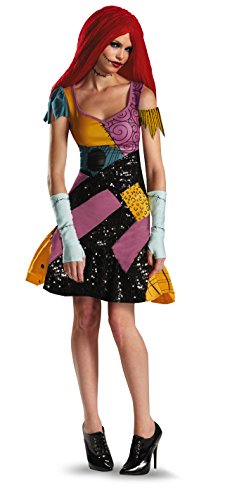 Product Cover Disguise Tim Burtons The Nightmare Before Christmas Sally Glam Adult Costume, Yellow/Black/Purple, Large/12-14