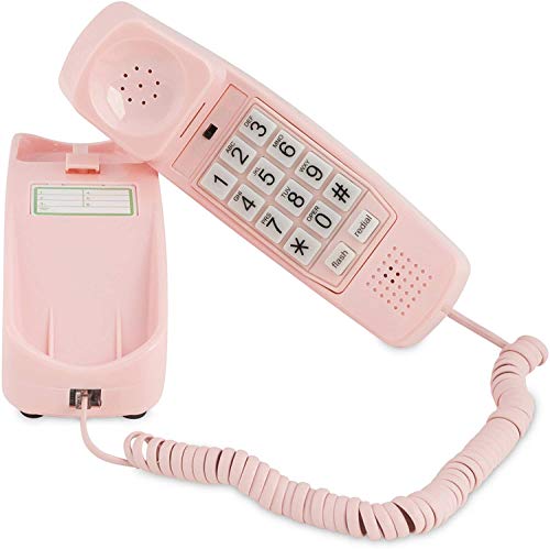 Product Cover Trimline Corded Phone - Phones for Seniors - Phone for Hearing impaired - Ladies Pink - Retro Novelty Telephone - an Improved Version of The Princess Phones in 1965 - Style Big Button