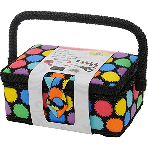 Product Cover SINGER 07272 Polka Dot Small Sewing Basket with Sewing Kit Accessories