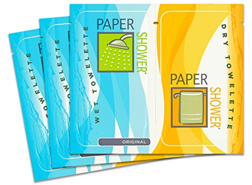 Product Cover Paper Shower - Original - Body Wipe Company - Dual Wet and Dry towelette - On The go Shower Body Wipe for All Ages - Body Cleaning towelettes - 12 Dual Packs
