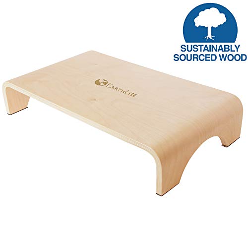 Product Cover EARTHLITE Wooden Step Stool - 4'' High, Large Surface, Strong & Stable Bed Step, Foot Stool, Massage Step-Up