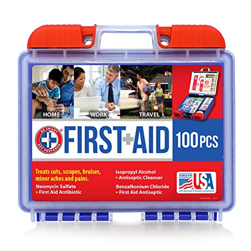Product Cover Be Smart Get Prepared 10HBC01082 100Piece First Aid Kit, Clean, Treat & Protect Most Injuries with The Kit That is Great for Any Home, Office, Vehicle, Camping & Sports. 0.71 Lb