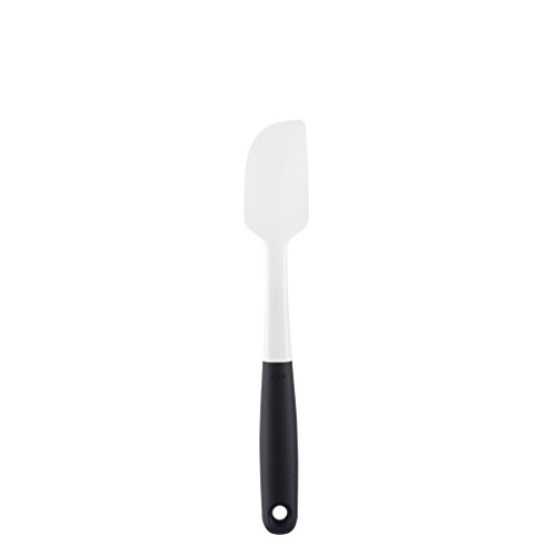 Product Cover OXO 1241681 Not Available Good Grips Silicone Spatula, Small, White, 3/4 in W x 1-1/2 in L, 9-1/2 Black