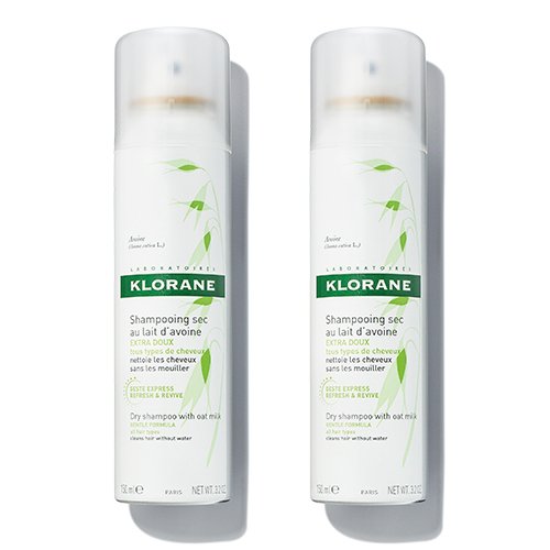Product Cover Klorane Dry Shampoo with Oat Milk, Ultra-Gentle, All Hair Types, No White Residue, Paraben & Sulfate-Free, Duo Set