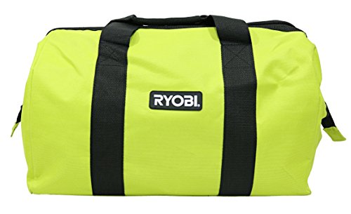 Product Cover Ryobi Green Wide Mouth Collapsible Genuine OEM Contractor's Bag w/ Full Top Single Zipper Action and Cross X Stitching