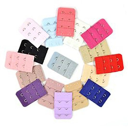 Product Cover 17 pcs Assorted Colors Women 2-Hook 3 Rows Spacing Bra Extender Strap