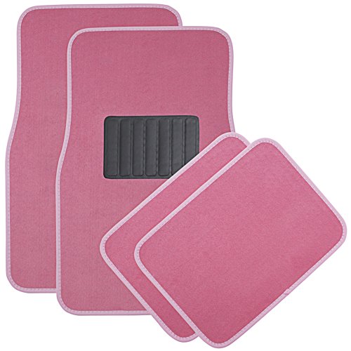 Product Cover OxGord Universal Fit Front/Rear 4-Piece Full Set Heavy Duty Economy Carpet Floor Mat - (Pink)