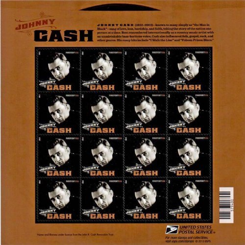 Product Cover Johnny Cash Stamp Sheet of 16 x Forever U.S. Postage Stamps Scott 4789 By USPS