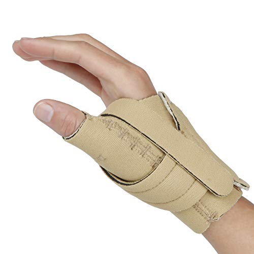 Product Cover Comfort Cool Thumb CMC Restriction Splint. Beige Patented Thumb Brace Provides Support and Compression. Indications - Arthritis, Tendinitis, Dislocations, Sprains, Repetitive Use.Left Medium Plus.