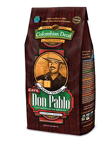 Product Cover Cafe Don Pablo Decaf Gourmet Coffee Water Process Colombian Decaffeinated Medium-dark Roast Whole Bean. 2 Lb Bag