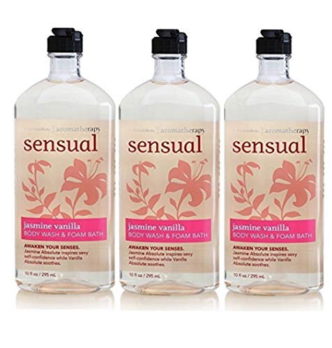 Product Cover Lot of 3 Bath & Body Works Aromatherapy Sensual Jasmine & Vanilla Body Wash & Foam Bath (Jamsine & Vanilla)