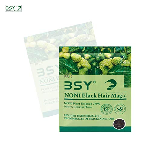 Product Cover BSY Noni black hair magic shampoo | Noni hair colour | Noni hair dye | Noni shampoo | Hair dye | Hair dye shampoo | Hair colour shampoo | Black hair shampoo (Pack of 20x 20ml)