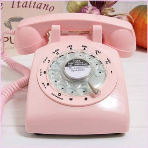 Product Cover Glodeals 1960's Style Pink Retro Old Fashioned Rotary Dial Telephone