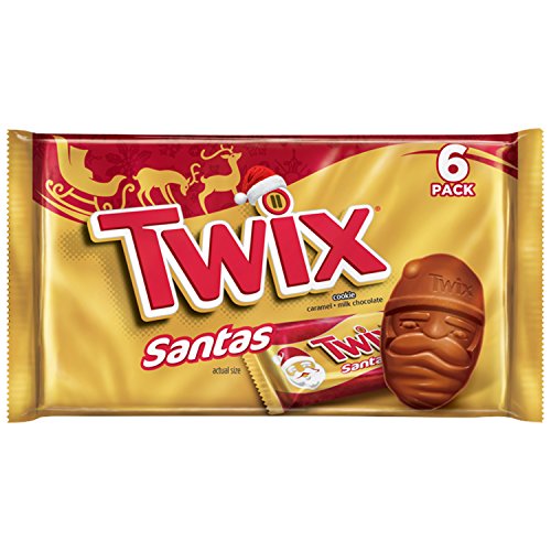 Product Cover TWIX Holiday Caramel Singles Size Chocolate Cookie Bar Candy Santa 1.06-Ounce Bar 6-Count Pack