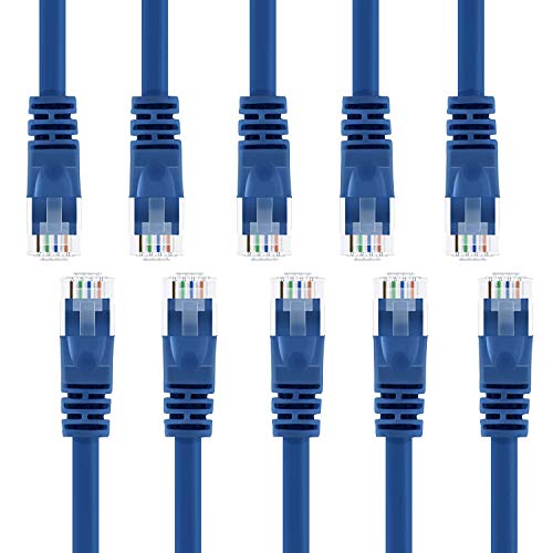 Product Cover GearIT 10 Pack, Cat 6 Ethernet Cable Cat6 Snagless Patch 25 Feet - Computer LAN Network Cord, Blue - Compatible with 10 Port Switch POE 10port Gigabit