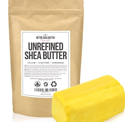 Product Cover Unrefined Yellow Shea Butter by Better Shea Butter - Best Rated Ingredient for DIY Skin Care Recipes - For Dry or Acne-Prone Skin, Eczema, , Stretch Marks, Delicate Baby Skin - 1 LB (16 oz)