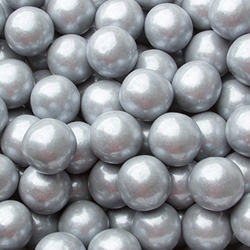 Product Cover Gumballs for Candy Buffet and Party Favors - 2 LB Flavored 1 Inch Wedding Gumballs - Oh! Nuts (Silver Shimmer Pearl gumballs)