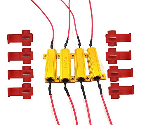 Product Cover CUTEQUEEN TRADING 4PCS 50W 6Ohm LED Load Resistors for LED Turn Signal Lights or LED License Plate Lights or DRL (Fix Hyper Flash, Warning Cancellor) with 8pc Quick wire Clip