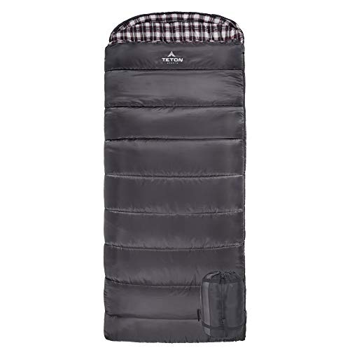 Product Cover TETON Sports Fahrenheit XXL 0F Sleeping Bag; TETON Sleeping Bag Great for Cold Weather Camping; Lightweight Sleeping Bag; Hiking, Camping; Grey, Left Zip