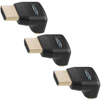 Product Cover Twisted Veins Three (3) Pack of HDMI 90 Degree/Right Angle Connectors/Adapters