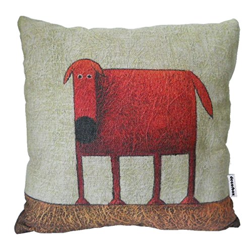 Product Cover Decorbox Cotton Linen Square Decorative Throw Pillow Case Cushion Cover Green Background Red Dog 18 