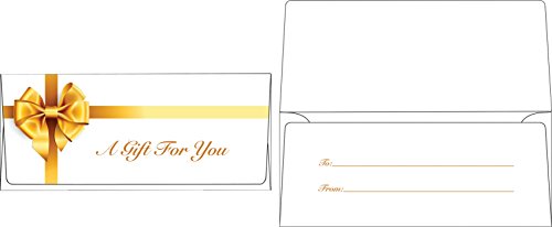 Product Cover Currency Envelopes (2 7/8 x 6 1/2) - Gold Bow (50 Qty.) | Perfect The Holidays, Birthdays, Graduations, Company Bonuses, Gifts, Money and More! | CUR-99-50