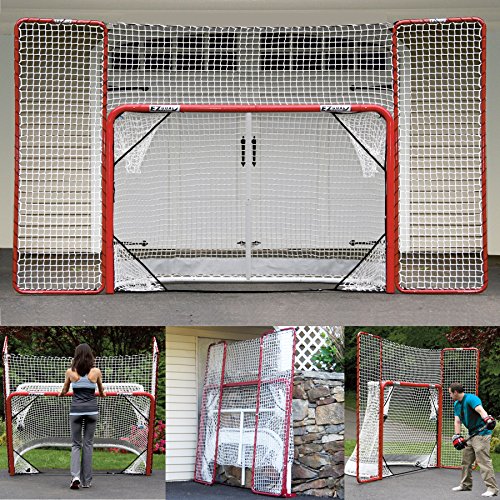 Product Cover EZGoal Hockey Folding Pro Goal with Backstop and Targets, 2-Inch, Red/White