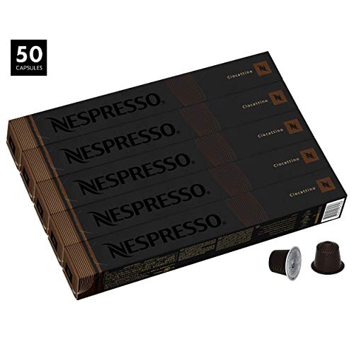 Product Cover Nespresso Ciocattino OriginalLine Capsules, 50 Count Espresso Pods, Medium Roast Intensity 6 Blend, Central & South American Arabica Coffee Flavors