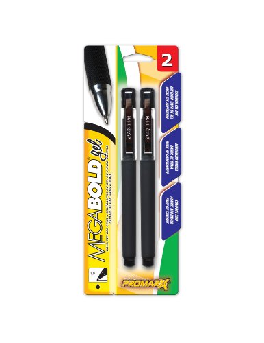 Product Cover Promarx MegaBold Gel Pens with Comfort Grip Rubberized Barrel, 1.0 mm, Black, 2 Count