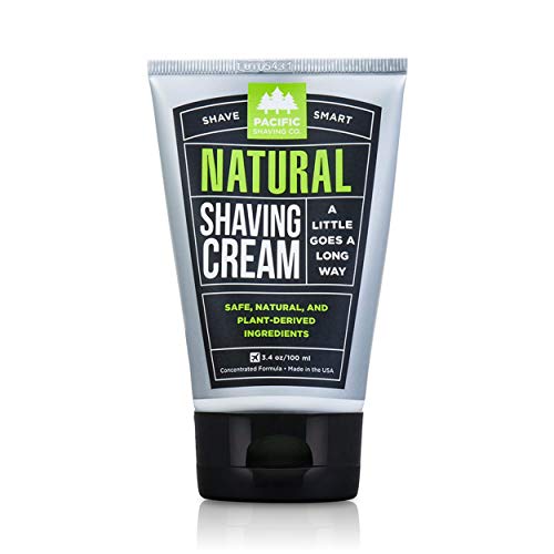 Product Cover Pacific Shaving Company Natural Shave Cream - with Safe, Natural, and Plant-Derived Ingredients for a Smooth Shave, Softer Skin, Less Irritation, No Animal Testing, TSA Friendly, Made in USA, 3.4 oz