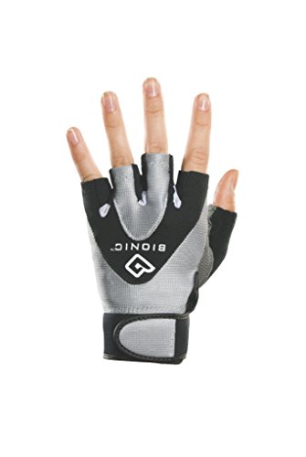 Product Cover Bionic Women's StableGrip 1/2 Finger Fitness Gloves w/ NaturalFit Technology, Black (PAIR), Medium, Black/Silver