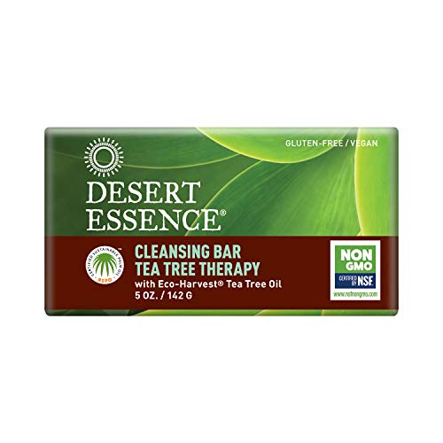 Product Cover Desert Essence Tea Tree Therapy Cleansing Bar Soap - 5 Ounce - Therapeutic Skincare - All Skin Types - Jojoba Oil - Aloe Vera - Palm Oil - Moisturizes Face and Body