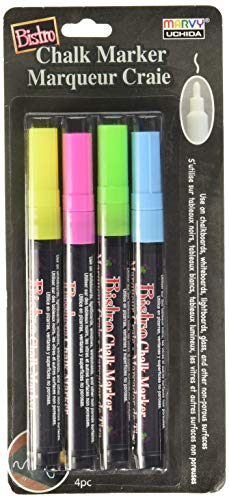 Product Cover Uchida, 482-4A, 4 Piece,Bistro Fine Line Chalk Marker Set, Fluorescent Colors
