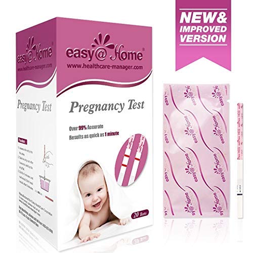 Product Cover Easy@Home Pregnancy Test Strips Kit, Powered by Premom Ovulation Predictor iOS and Android APP, 20 HCG Tests