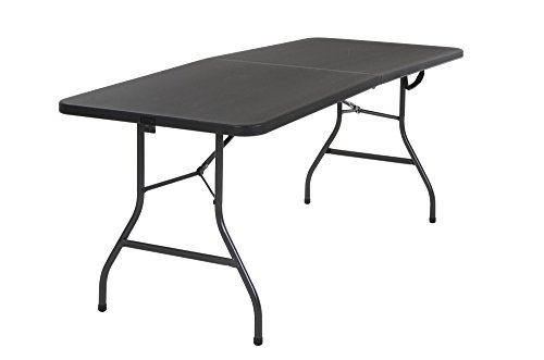 Product Cover Cosco Deluxe 6 Foot x 30 inch Fold-in-Half Blow Molded Folding Table, Black