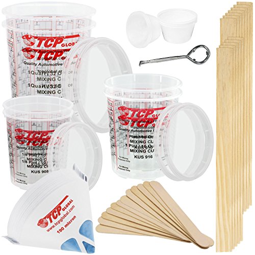 Product Cover TCP GLOBAL Premium Paint Mixing Essentials Kit. Comes with 12 Mixing Cups, 6 Lids, 12 Wooden 12
