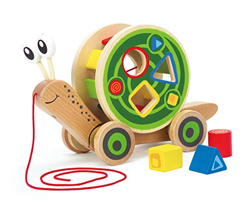 Product Cover Award Winning Hape Walk-A-Long Snail Toddler Wooden Pull Toy