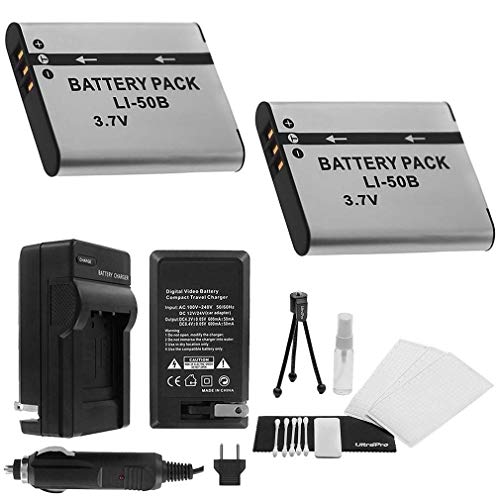 Product Cover LI-50B Battery 2-Pack Bundle with Rapid Travel Charger and UltraPro Accessory Kit for Select Olympus Cameras Including SH-25MR, SP-720UZ, SP-800UZ, SP-810UZ, and SZ-31MR