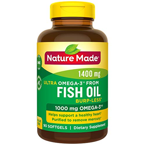 Product Cover Nature Made Burp-Less Ultra Omega-3†† from Fish Oil 1400 mg Softgels, 90 Count (Packaging May Vary)