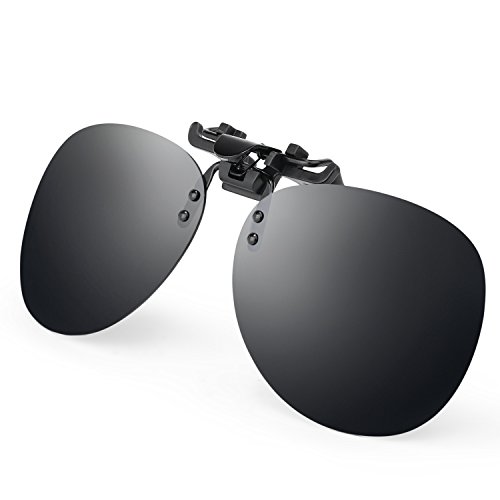 Product Cover COSTYLE Black Grey Retro Polarized Clip on Flip up Plastic Sunglasses Driving Fishing Traveling